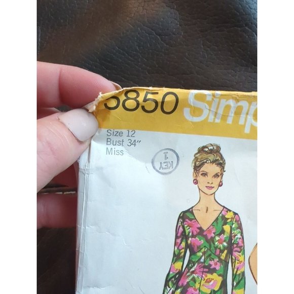 1973 Simplicity 5850 Misses Womens 12 Pattern Bust 34" Dress Two Lengths Empire - Picture 2 of 5